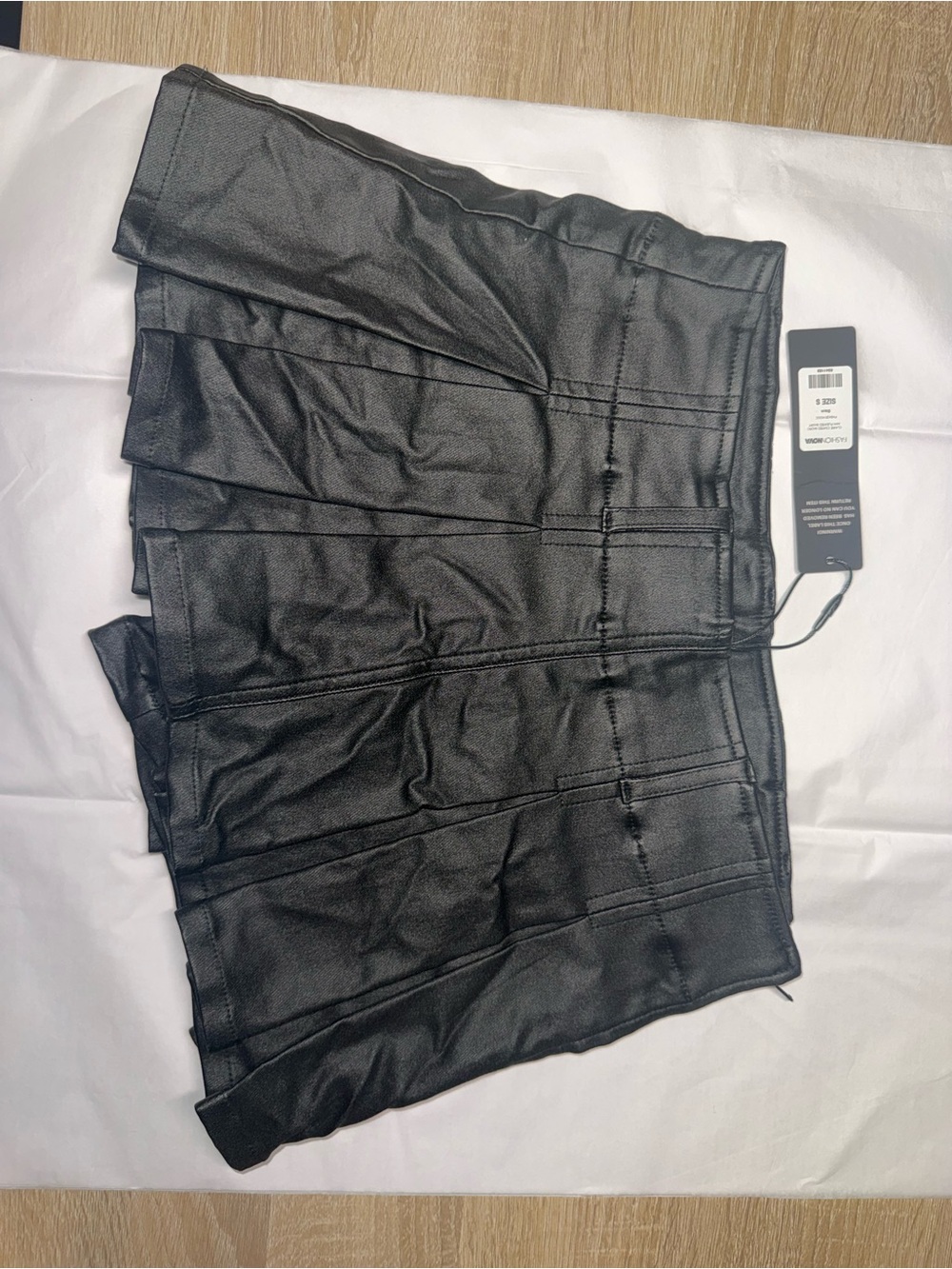 Fashion Nova Black Faux Leather Pleated Mini Skirt